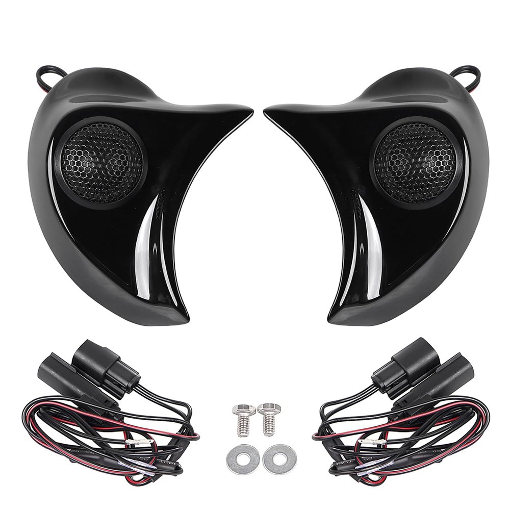 XMMT Gloss/Vivid Black Batwing Fairing Speaker Pods Tweeter Complete Kit Fit for Harley Street Glide Electra Glide Tri Glide 2014-2023