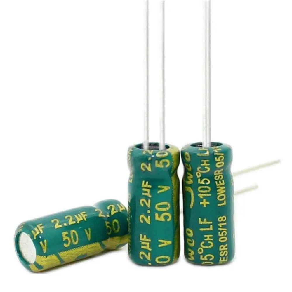 EDRIWYIM 50pcs High Frequency Low Resistance Aluminum electrolytic Capacitor 50v2.2UF 2.2uf50v Volume: 5x11