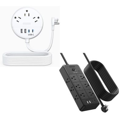 15FT Extension Cord + 10FT 4000J Surge Protector Extension Cord, NTONPOWER 7-in-1 & 16-in-1 Surge Protector Power Strip, Flat Plug, Wall Mounted, Side Outlet Extender for Home Office, Dorm Room