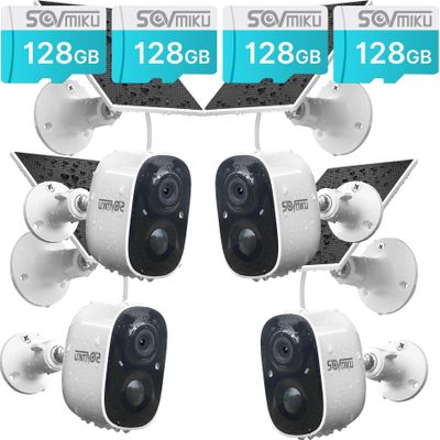 SOVMIKU 512GB 4CG6 Best 2K Solar Security Camera Wireless Outdoor, Battery Powered Camera, Easy to Setup, Motion Detection, Two Way Audio, Audible Flashlight Alarm,2.4GHz Wi-Fi, Color Night Vision