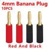 10pcs Gold Plated 4mm Plugs Pure Copper Musical Speaker Cable Wire Pin Banana Plug Connectors Red Black (Color : 10 Black) view 3