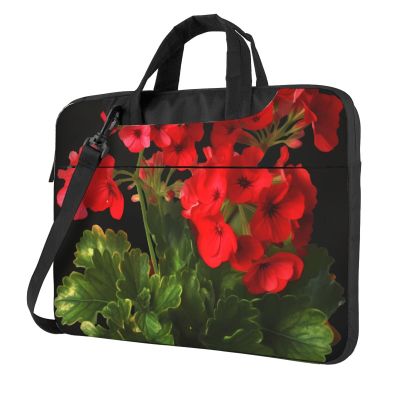 BTCOWZRV Laptop Bag 13-15.6 inch Laptop Shoulder Bag for Men Women Red geraniums Computer Bag Messenger Bag for Work, Black