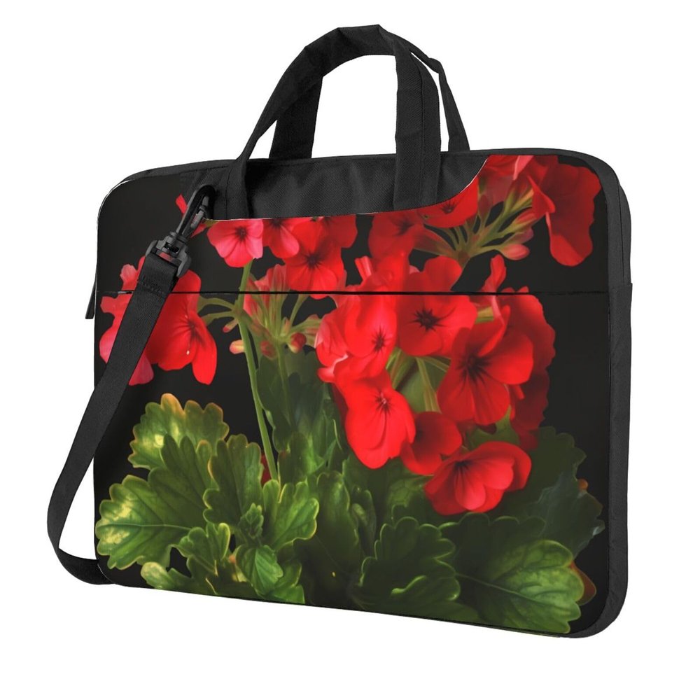 BTCOWZRV Laptop Bag 13-15.6 inch Laptop Shoulder Bag for Men Women Red geraniums Computer Bag Messenger Bag for Work, Black