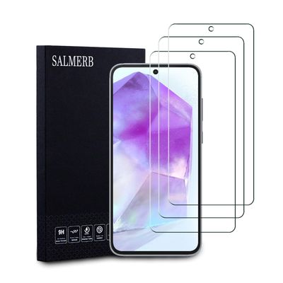 SALMERB 3 Pack Screen Protector Designed for Samsung Galaxy A35, Full Coverage,Anti-Scratch,High Transparency,Anti-fingerprint,Bubble-Free,Premium Tempered Glass