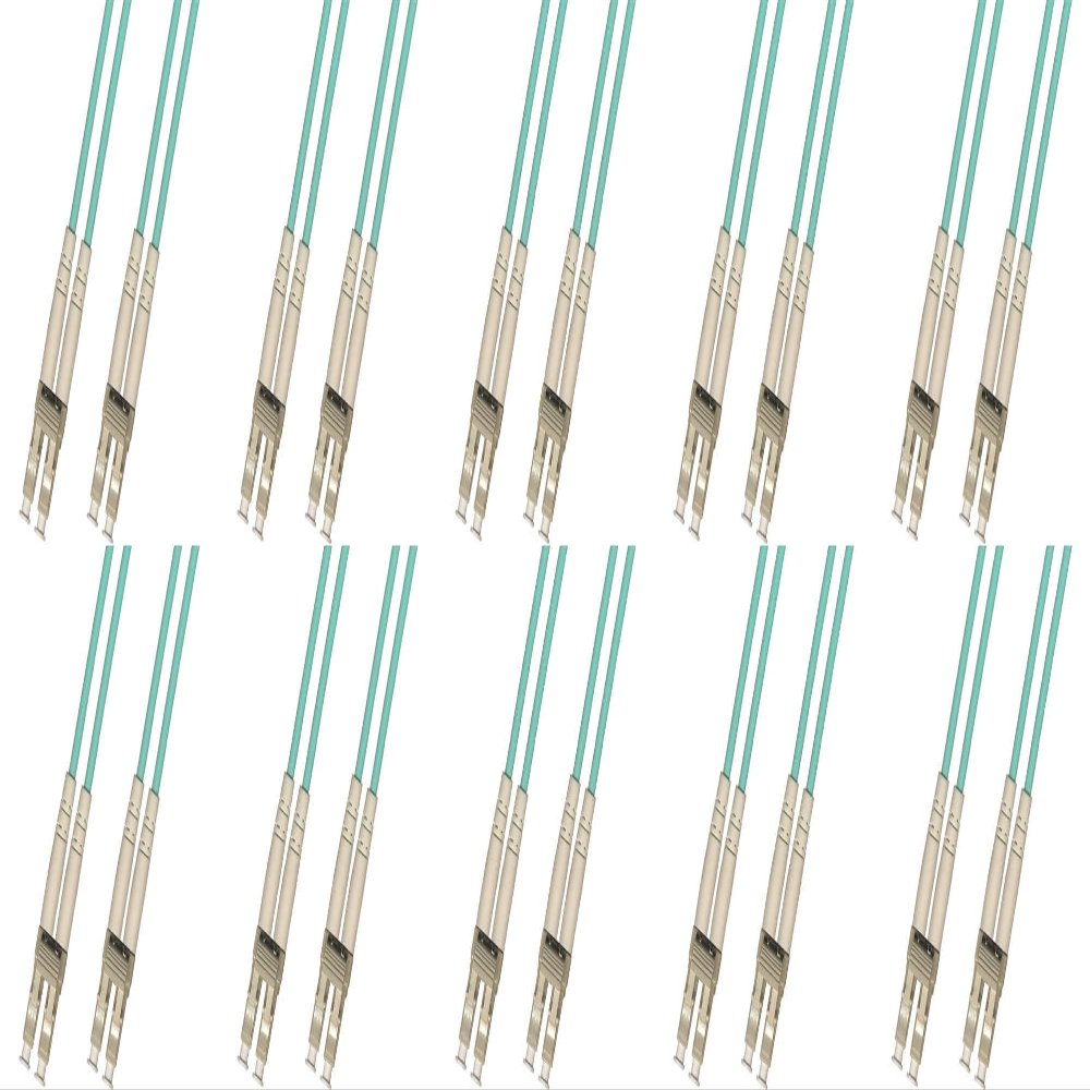 RiteAV 10 Pack 3M 3mm Multimode Duplex 10 Gigabit Fiber Optic Cable (50/125) - LC to LC