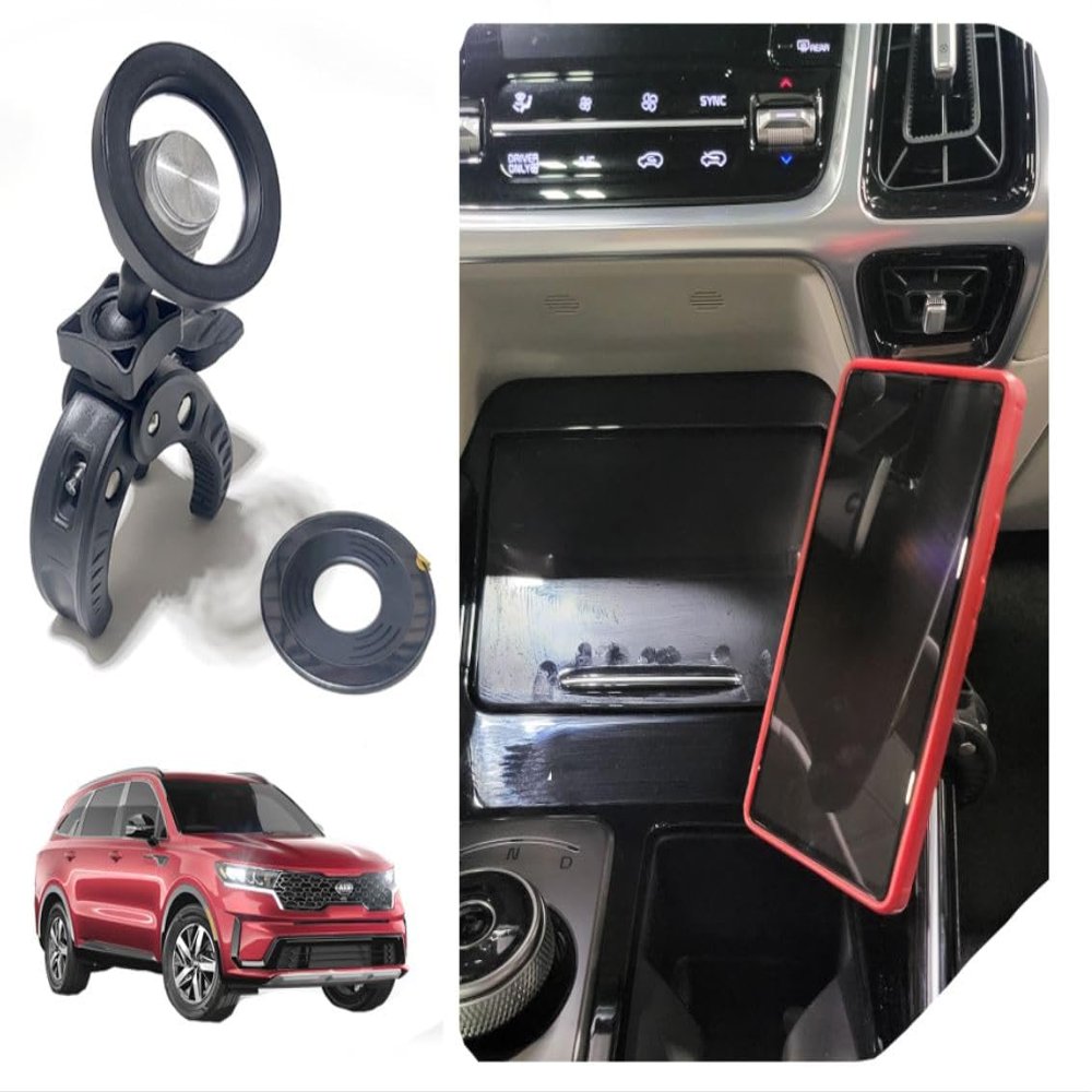 Magnetic Mount for Apple Phones Mount for Kia Sorento | 2020-2026 | Dashboard Phone Holder Clamps onto The Center Console | Many attachments Offered