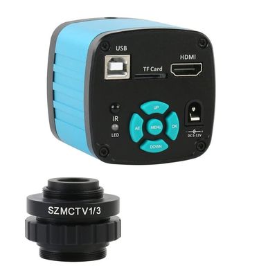JOEBO Microscope Kit 48MP 4K 2K VGA HDMI USB Microscope Camera + Simul Focal SZM CTV 1/2 1/3 C Mount Adapter Lens for Trinocular Stereo Microscope Microscope Lens Adapters (Color : 48MP with 0.3X)