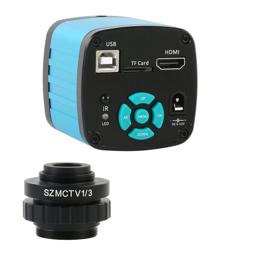 JOEBO Microscope Kit 48MP 4K 2K VGA HDMI USB Microscope Camera + Simul Focal SZM CTV 1/2 1/3 C Mount Adapter Lens for Trinocular Stereo Microscope Microscope Lens Adapters (Color : 48MP with 0.3X)