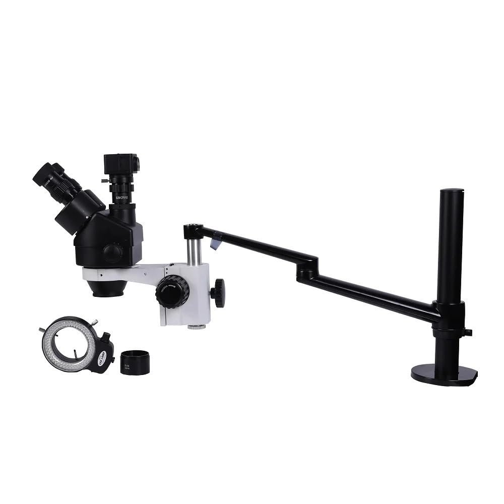 ZTBH Microscope Accessories Kit 3.5X-45X Simul Focal Trinocular Microscope BlackTable Clamp Stand Support 76MM Microscope Head Holder Metal Microscopio Set Microscope Slides (Color : Set 1)
