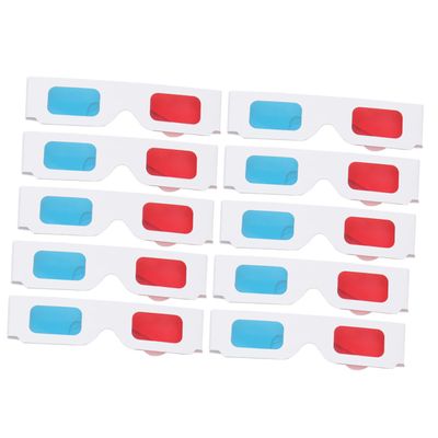 Veemoon 10 Pcs 3 3D Movie Glasses Props Theater 3D Moive Glasses 3D Movie Viewing Glasses Red and 3D Movies Glasses 3D Style Glasses Props 3D Tv Three-Dimensional Frame Paper