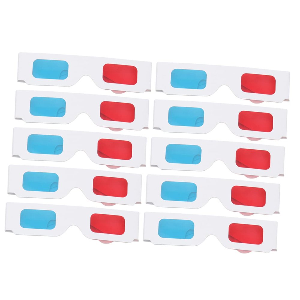 Veemoon 10 Pcs 3 3D Movie Glasses Props Theater 3D Moive Glasses 3D Movie Viewing Glasses Red and 3D Movies Glasses 3D Style Glasses Props 3D Tv Three-Dimensional Frame Paper
