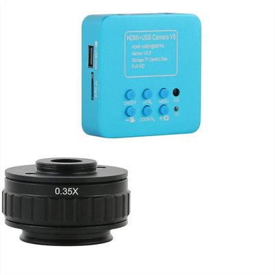 Joebo Microscope Kit 48MP 4K 2K VGA HDMI USB Industrial Digital Video Microscope Camera Trinocular Stereo Microscope 0.35X 0.5X C Mount Lens Adapter Microscope Lens Adapters (Color : 20MP with 0.35x)