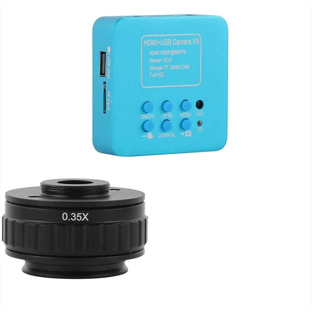 Joebo Microscope Kit 48MP 4K 2K VGA HDMI USB Industrial Digital Video Microscope Camera Trinocular Stereo Microscope 0.35X 0.5X C Mount Lens Adapter Microscope Lens Adapters (Color : 20MP with 0.35x)