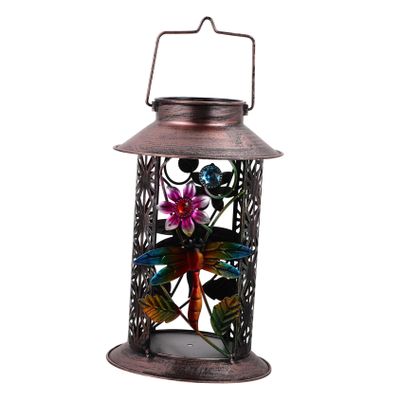 COOLHIYA 1pc Decorative Solar-Powered Dragonfly Lantern Unique Hanging Light for Garden Patio Porch Art Design Elegant Outdoor
