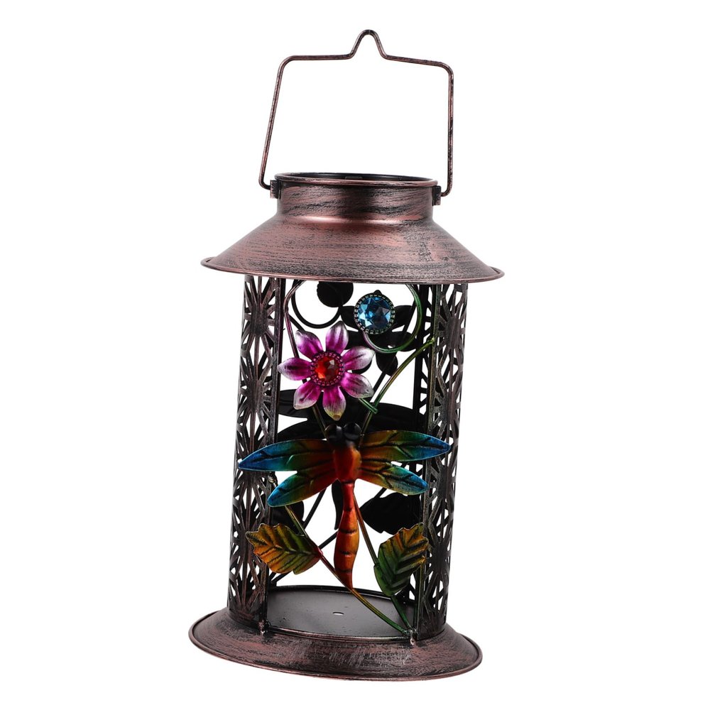 COOLHIYA 1pc Decorative Solar-Powered Dragonfly Lantern Unique Hanging Light for Garden Patio Porch Art Design Elegant Outdoor