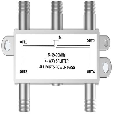 Premium 4-Way Coax Splitter Combiner for CATV Antenna Satellite TV 5-2400Mhz
