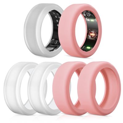 6 Pack Rings Protector Compatible with Oura Ring Gen 4/Oura Gen 3/Ultrahuman Ring Cover, Silicone Rings Cover Working Out Accessories Men Women-3Clear+3Pink-S for 5 6 7 8 9 10