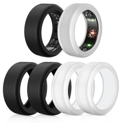 6 Pack Rings Protector Compatible with Oura Ring Gen 4/Oura Gen 3/Ultrahuman Ring Cover, Silicone Rings Cover Working Out Accessories Men Women-3Black+3Clear-S for 5 6 7 8 9 10