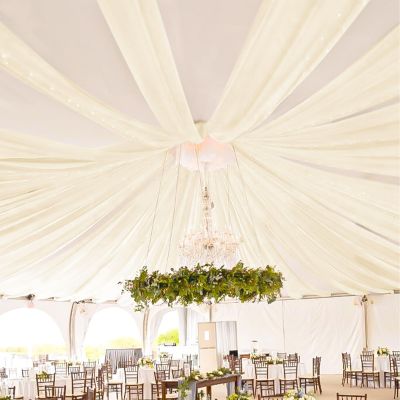 Showgeous Ivory Ceiling Drapes 6 Panels 5ftx15ft Wedding Ceiling Drapes Wedding Arch Draping Fabric Cheesecloth Curtain for Party Ceremony Stage Event Wedding Decoration
