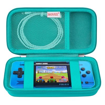 BOVKE Carrying Case for WELLSTG Handheld Game for Kids -Preloaded 220 Retro Video Games, Mini Arcade Electronic Toy for Boys Girls Portable Storage Organizer, Extra Mesh Pocket for SD Card, Turquoise