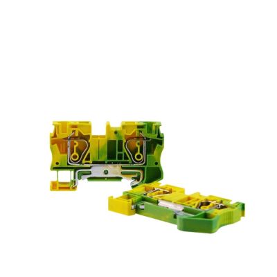 QBDJHWBT ST-6PE 10Pcs Din Rail Connectors Return Pull Type Spring Cage Connection Ground PE Wire Conductor Screwless