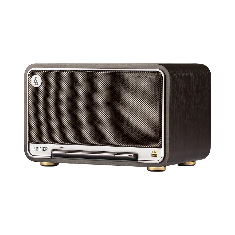 Edifier D32 Tabletop Wireless Speaker, Hi-Res Audio, LDAC, ALAC, 60W (RMS), 2.1 Acoustic Architecture, 11h Playtime, APP Control, Bluetooth 5.3, AirPlay2, USB-C and AUX Inputs, Black Walnut