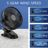ANYPOWK Compact Clip on Fan, 6 Inches - Rechargeable Fan for Outdoor, Car Seat, Gym - Blue view 3