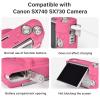 VOVMOEYA SX740 Camera Case Accessories Set[with 2 LCD tempered films],Silicone Protective Case Compatible with Canon PowerShot SX730 SX740 HS Digital Camera - Rose Red view 4