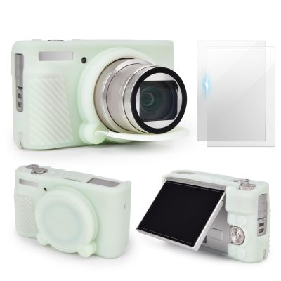 VOVMOEYA SX740 Camera Case Accessories Set[with 2 LCD tempered films],Silicone Protective Case Compatible with Canon PowerShot SX730 SX740 HS Digital Camera - Jelly Green