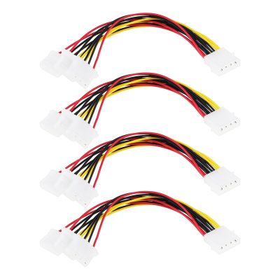 Create idea 4pcs Molex Chassis Power Cord 4 Pin 1 Male to 3 Female Molex Cable 19cm Host Molex Adapter Cable for IDE Hard Disk Computer