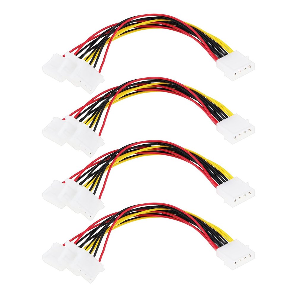 Create idea 4pcs Molex Chassis Power Cord 4 Pin 1 Male to 3 Female Molex Cable 19cm Host Molex Adapter Cable for IDE Hard Disk Computer