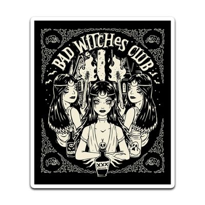 4" Bad Witches Club Sticker Salem Black Magic Waterproof Decal for Car, Auto, Water Bottles, Phone Case, or Laptop
