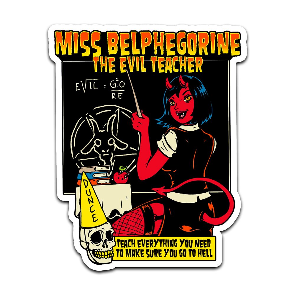 4" Funny Succubus Devil Girl Sticker The Evil Teacher Sexy Pin-up Goth Girl Cosplay BDSM Sticker, Waterproof Vinyl Sticker for Car, Auto, Water Bottles, Phone Case, or Laptop Decal