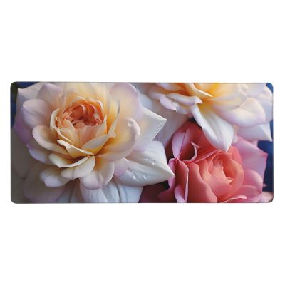 NONHAI Large Gaming Mousepad with Non-Slip Rubber Base Extended Laptop Desk Pad 35.5x16 inch Long Computer Keyboard MouseMat Pretty Flowers Mousepad for Home Office Work
