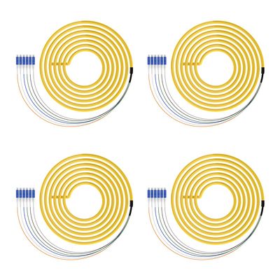 4PACK 1.5m (5ft) LC-UPC 6 Strand Single Mode 9/125 Fiber Optic Pigtail, Color-Coded OS1/OS2 Cable with Ceramic Ferrule for Fusion Splicing, Ideal for OLT, ONU, Servers, Telecom and Netwrok Equipment