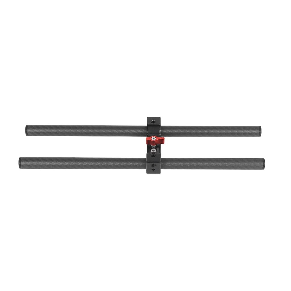 BGNing 25cm Carbon Fiber Tube Rod w 15mm Rod Clamp Compatible with Rig Rail Clamp System Follow Focus DSLR Cameras Telephoto Lens Support (2 in 1)