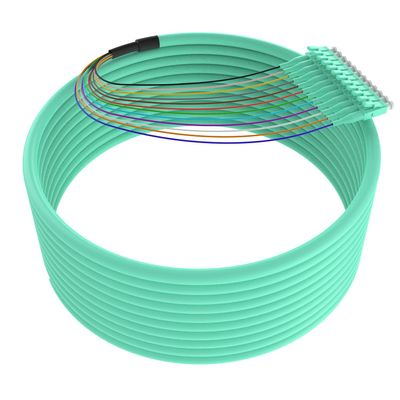 LC UPC 12 Strand Multimode Fiber Pigtail Cable, OM3/OM4 50/125, 1.5m (5ft), High-Density LC-UPC Connector for Data Centers, Telecom, and Network Applications - Low Insertion Loss, High Performance