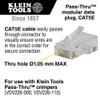 Klein Tools VDV826-702 & VDV826-703 Pass-Thru Modular RJ45 CAT6 Gold Plated Plugs & VDV226-110 Ratcheting Modular Data Cable Crimper/Stripper view 3