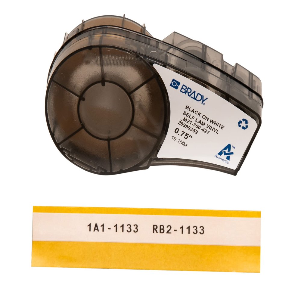 Brady Authentic (M21-500-595-WT) All-Weather Vinyl Label & Authentic (M21-1500-427) Self-Laminating Wire Wrap & Authentic (M21-750-427) Self-Laminating Wire Wrap for Control