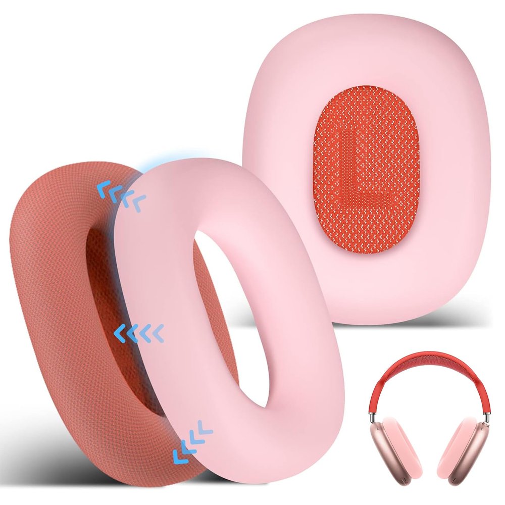 Aircawin for AirPods Max EarPad Case, EarCups Cover Protector, Soft Silicon EarPad Cover for AirPods Max, Anti-Scratch No-Yellow Sweatproof Washable - Pink