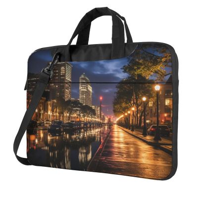 Laptop Bag 13-15.6 inch Laptop Shoulder Bag for Men Women Portland at night Computer Bag Messenger Bag for Work