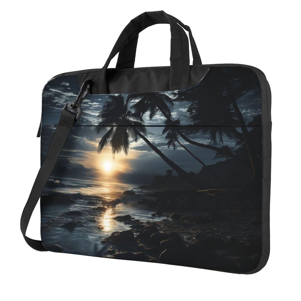 Laptop Bag 13-15.6 inch Laptop Shoulder Bag for Men Women Sea and tree in the night Computer Bag Messenger Bag for Work