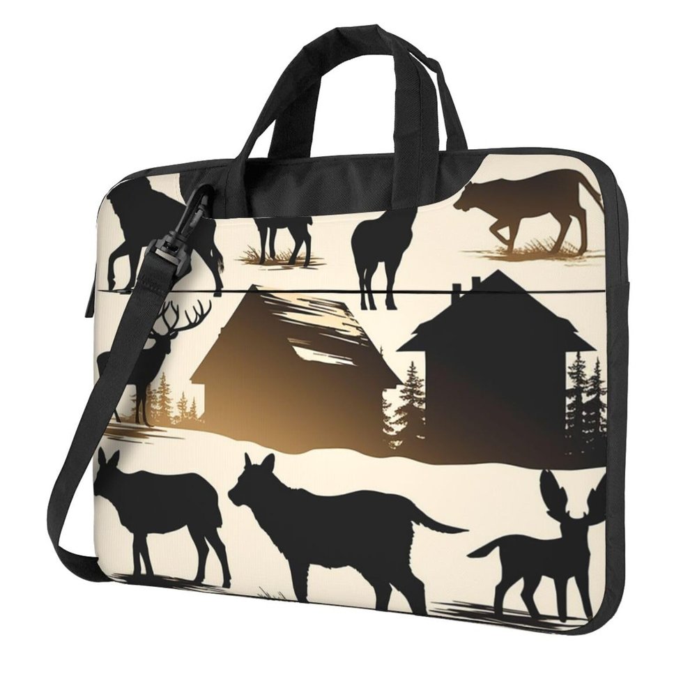 Laptop Bag 13-15.6 inch Laptop Shoulder Bag for Men Women Lodge Animals Computer Bag Messenger Bag for Work