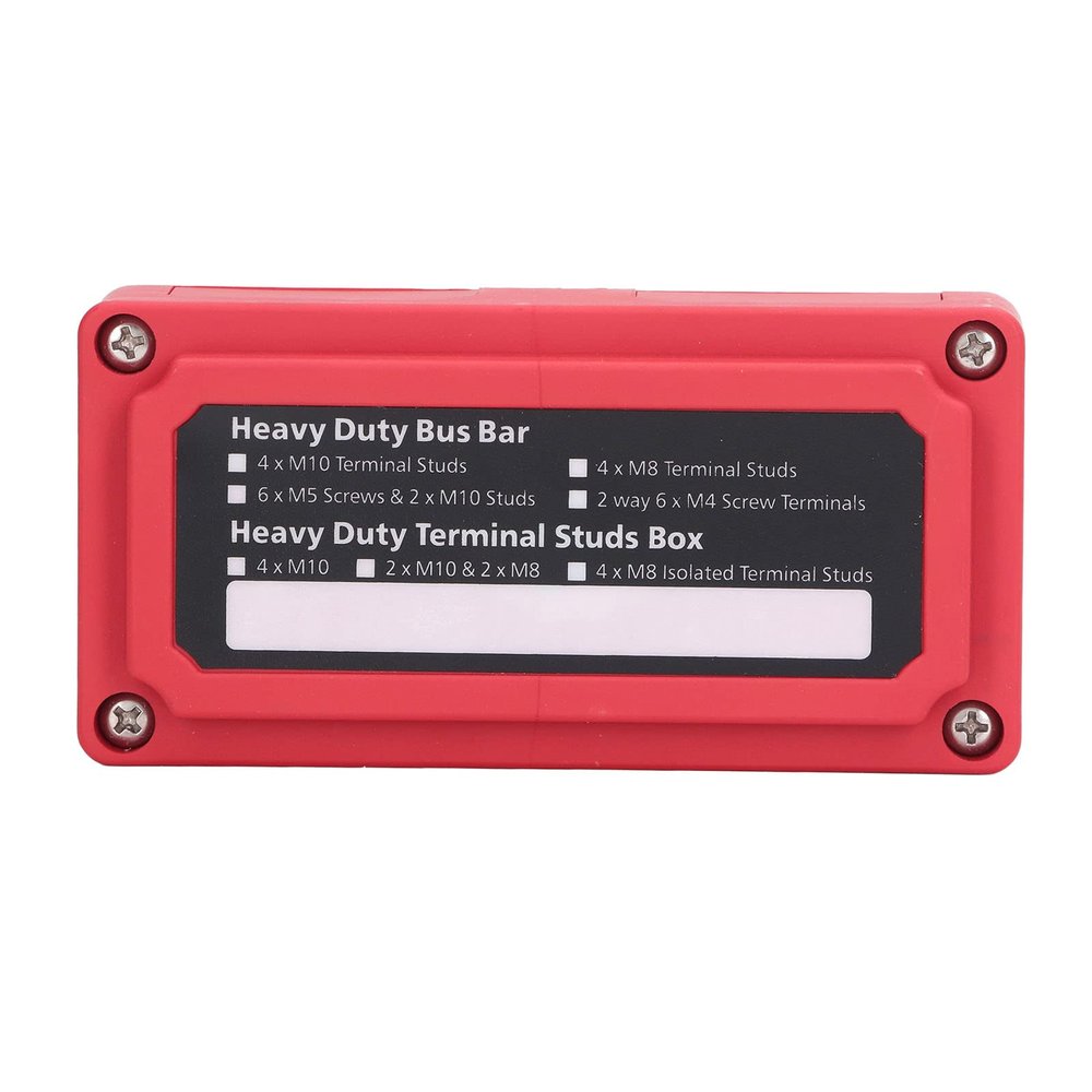 Yunir 300A Bus Bar Box, Removable Module Design Terminal Studs with M10 Terminal Bolts, 48V DC Power Distribution Block for DC Power Supply, Automobile, RV, Yacht (Red)