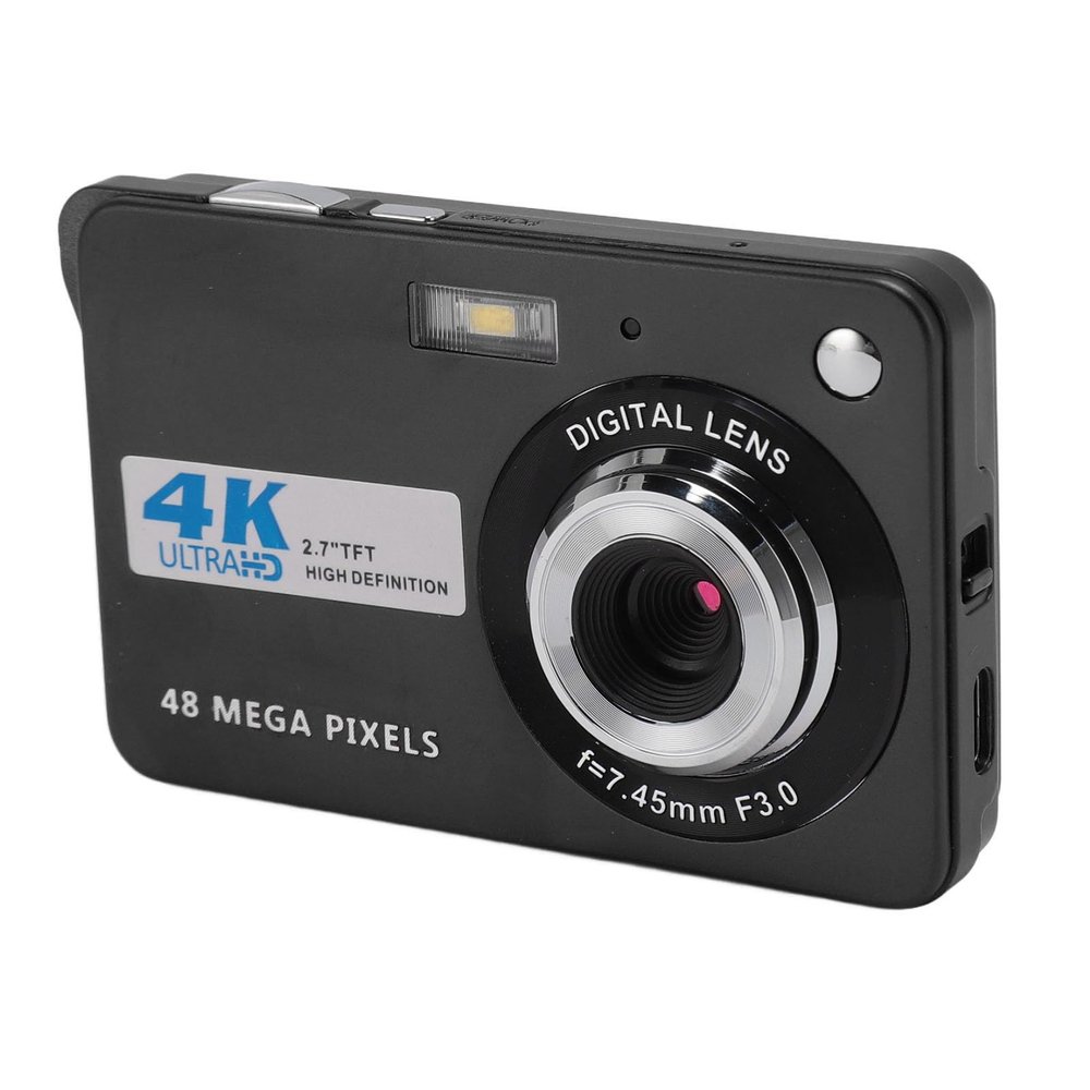 Depisuta 4K Digital Camera, 48MP 8X Digital Zoom Autofocus Auto Beauty Anti Shake Vlogging Camera with 2.7 Inch Screen and Fill Light Rechargable Portable Compact Small Camera for Teens, Black