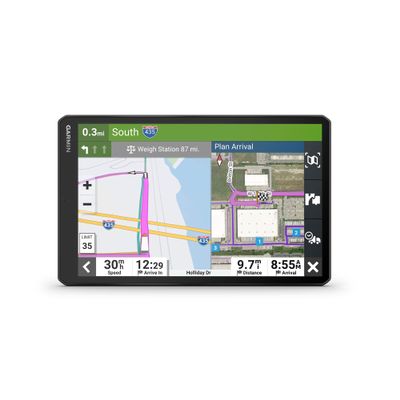 Garmin dzl OTR1010, Extra-Large, Easy-to-Read 10' GPS Navigator, Custom Truck Routing, High-Resolution Birdseye Satellite Imagery, Directory of Truck & Trailer Services (Renewed), Black