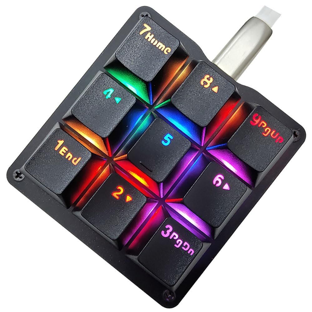 Macro Keypad 9 Keys Mechanical Keyboard Backlit Portable Programmable Single-Handed Mini Gaming Keypad for OSU Electric Contest Game PC Laptop MAC Win Geeker Outemu Programmable Setting Red Switch