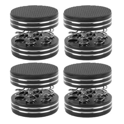Depisuta 4Pcs 45 x 40mm Speaker Isolation Feet, Rubber Spring Speaker Spike Pads with Non Slip Rubber Rings, Shock Absorbing Prevent Slip Subwoofer Isolation Pad for Amplifier Turntable, Black