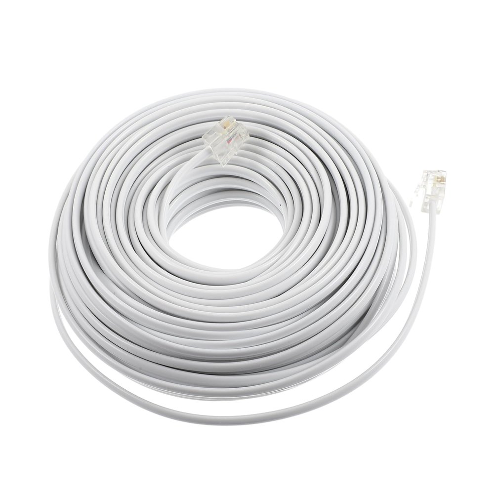 Veemoon 20m Telephone Cable Core Replacement Cord for Landline and Home Telephone Systems White Extension Line for Audio Transmission and Easy Installation