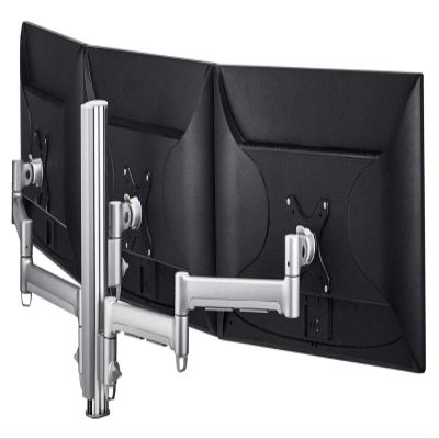 Atdec Triple Monitor arm Desk Mount - Flat and Curved up to 24in - VESA 75x75, 100x100 - Built-in arm Rotation Limiter - Quick Display Release - Tool-Free Adjustable Monitor Height, tilt, pan